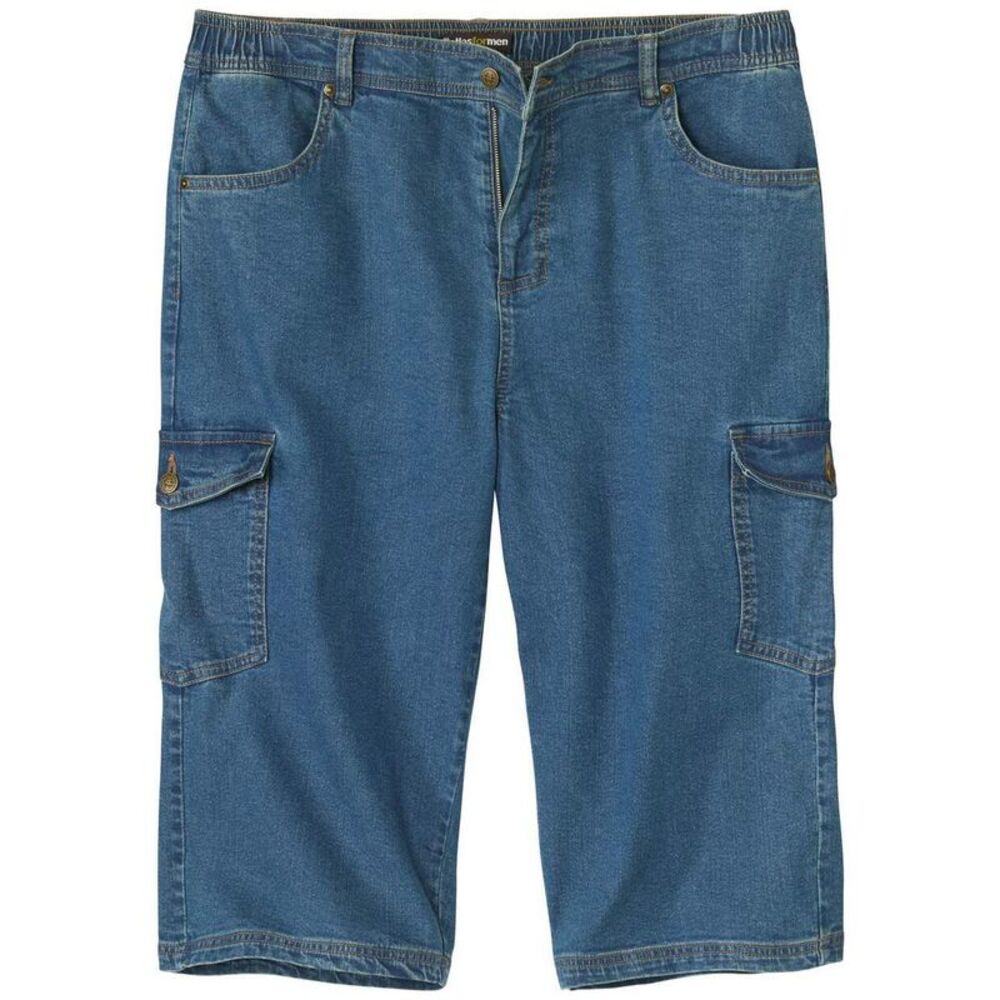 Atlas For Men Mens Denim Cropped Cargo Pants / Blue